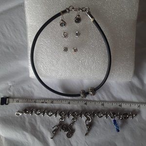 Women's Bundle Jewelry Cubic Zirconia Earrings, Triathlon Bracelet & Necklace